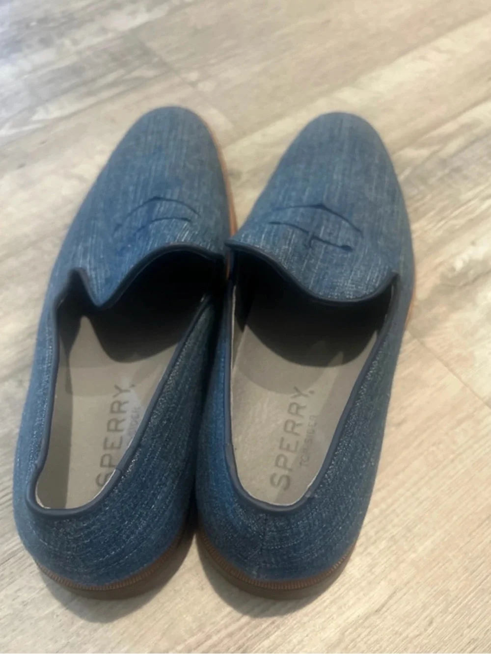 Sperry Men's Denim-Effect Navy Anchor Slip-On Loafers